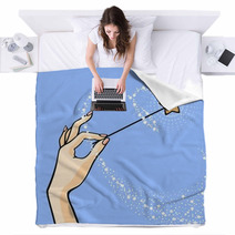 Hand With A Magic Wand Blankets 30079108