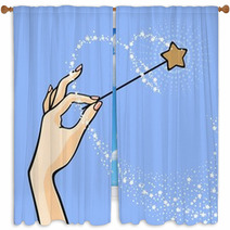 Hand With A Magic Wand Window Curtains 30079108