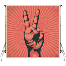 Hand With Victory Sign Backdrops 33831134