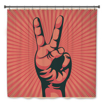 Hand With Victory Sign Bath Decor 33831134