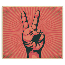 Hand With Victory Sign Rugs 33831134