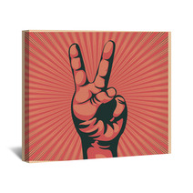 Hand With Victory Sign Wall Art 33831134
