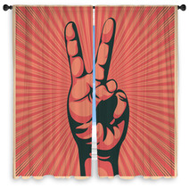 Hand With Victory Sign Window Curtains 33831134