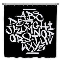 Hand Written Graffiti Font Alphabet Vector Bath Decor 115391515