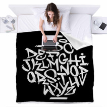 Hand Written Graffiti Font Alphabet Vector Blankets 115391515