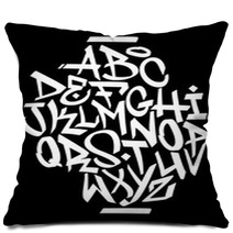 Hand Written Graffiti Font Alphabet Vector Pillows 115391515