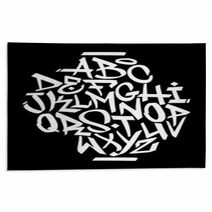 Hand Written Graffiti Font Alphabet Vector Rugs 115391515