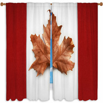 Handmade Canadian Flag Window Curtains 3590665