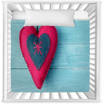 Handmade Felt Heart On Pastel Wooden Plank Nursery Decor 58834694