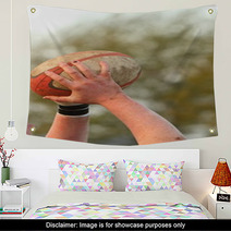 Hands Holding A Rugby Ball Wall Art 61889606