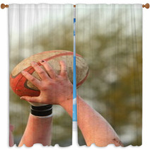Hands Holding A Rugby Ball Window Curtains 61889606