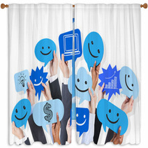 Hands Holding Icons Window Curtains 63657589
