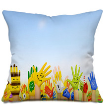 Hands In Paint Pillows 58558051