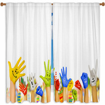 Hands In Paint Window Curtains 56720033