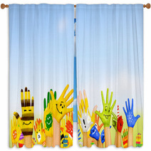 Hands In Paint Window Curtains 58558051