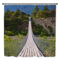 Hanging Bridge Over Seasonal River Bath Decor 67010742
