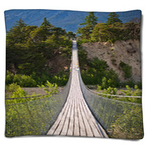 Hanging Bridge Over Seasonal River Blankets 67010742
