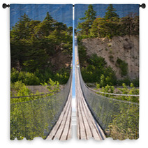 Hanging Bridge Over Seasonal River Window Curtains 67010742