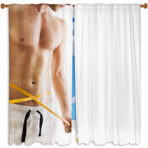 Hansome Young Man With Measuring Tape Window Curtains 53662195