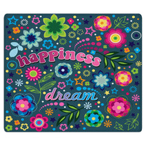 Happiness And Dream Fun Floral Illustration Rugs 12660793