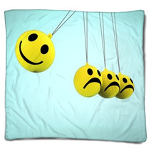 Happy And Sad Smileys Showing Emotions Blankets 57261766