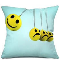 Happy And Sad Smileys Showing Emotions Pillows 57261766