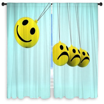 Happy And Sad Smileys Showing Emotions Window Curtains 57261766