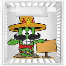 Happy Cartoon Cactus Holding Sign Nursery Decor 60591004