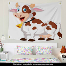 Happy Cartoon Cow Wall Art 70332395
