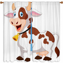 Happy Cartoon Cow Window Curtains 70332395