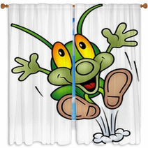 Happy Green Bug  Big Jump Window Curtains 12371340
