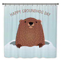 Happy Groundhog Day Design With Cute Groundhog Bath Decor 99216104