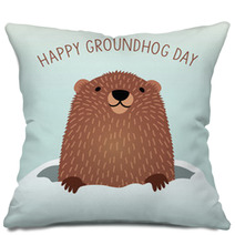 Happy Groundhog Day Design With Cute Groundhog Pillows 99216104