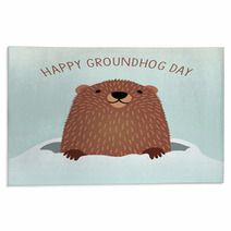 Happy Groundhog Day Design With Cute Groundhog Rugs 99216104