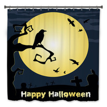 Happy Halloween Poster Vector Illustration Bath Decor 68218743