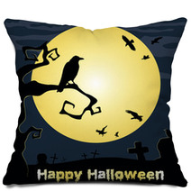 Happy Halloween Poster Vector Illustration Pillows 68218743