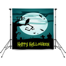 Happy Halloween Poster With Raven Backdrops 91647723