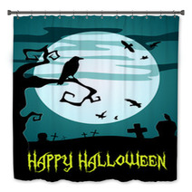 Happy Halloween Poster With Raven Bath Decor 91647723