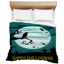 Happy Halloween Poster With Raven Bedding 91647723