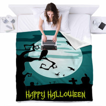 Happy Halloween Poster With Raven Blankets 91647723