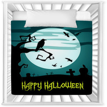 Happy Halloween Poster With Raven Nursery Decor 91647723