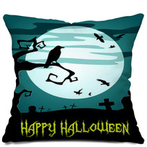 Happy Halloween Poster With Raven Pillows 91647723