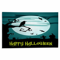 Happy Halloween Poster With Raven Rugs 91647723