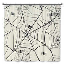 Happy Halloween Spider Webs Seamless Pattern Background EPS10 Fi Bath Decor 56241124
