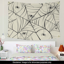 Happy Halloween Spider Webs Seamless Pattern Background EPS10 Fi Wall Art 56241124