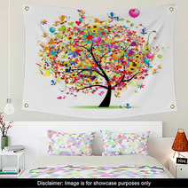 Happy Holiday, Funny Tree With Balloons Wall Art 24795853