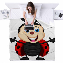 Happy Ladybug Cartoon Blankets 56991227