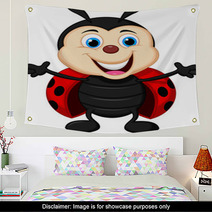 Happy Ladybug Cartoon Wall Art 56991227