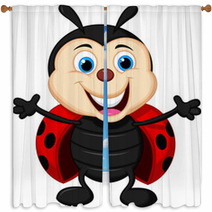 Happy Ladybug Cartoon Window Curtains 56991227