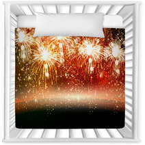 Happy New Year And Christmas Vector Celebration Fireworks Backgr Nursery Decor 57698940